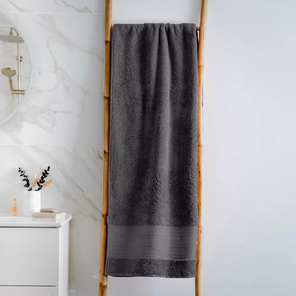 eminza Serviette de bain coton bio (90 x 150 cm) Méline Gris orage