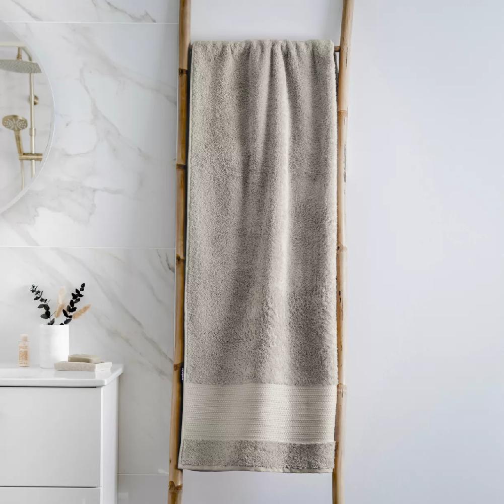 eminza Serviette de bain coton bio (90 x 150 cm) Méline Gris argile