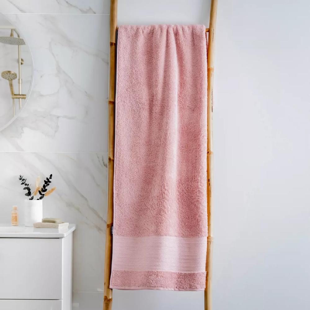 eminza Serviette de bain coton bio (90 x 150 cm) Méline Rose pêche