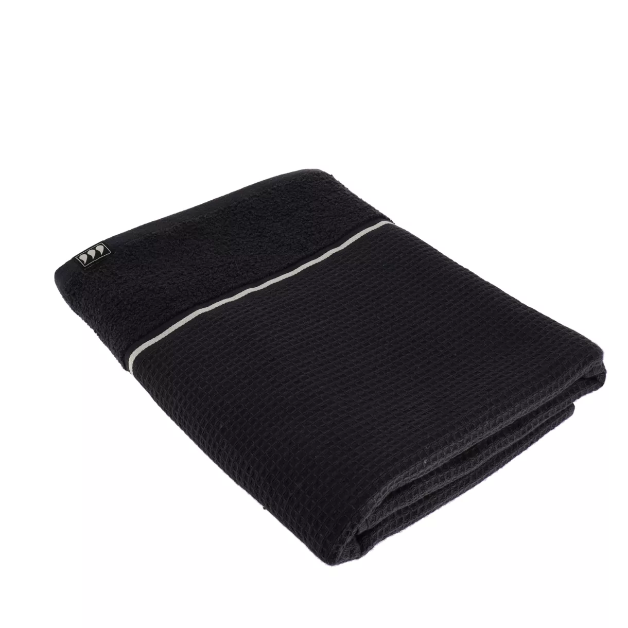 eminza Serviette de bain coton nid d'abeille (70 x 130 cm) Japandi Noir