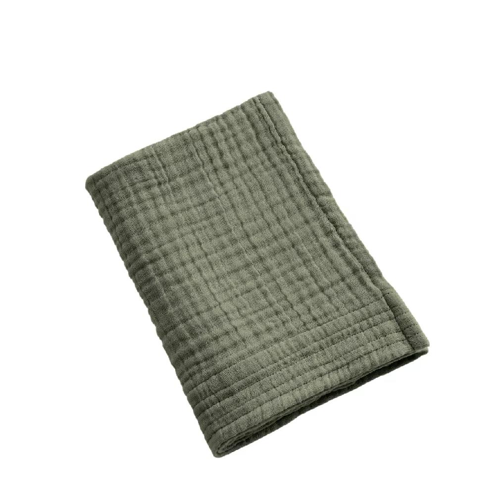 eminza Serviette de bain gaze de coton (30 x 50 cm) Gaïa Vert romarin