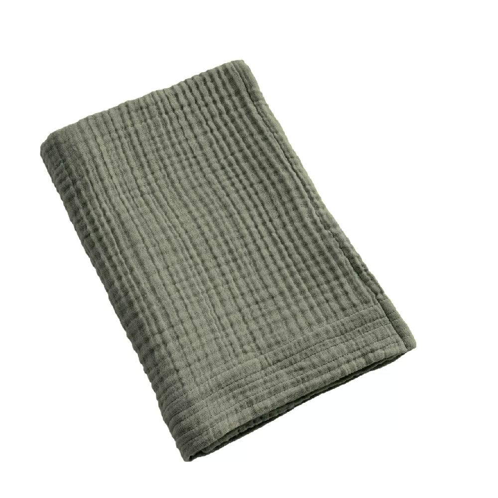 eminza Serviette de bain gaze de coton (50 x 90 cm) Gaïa Vert romarin