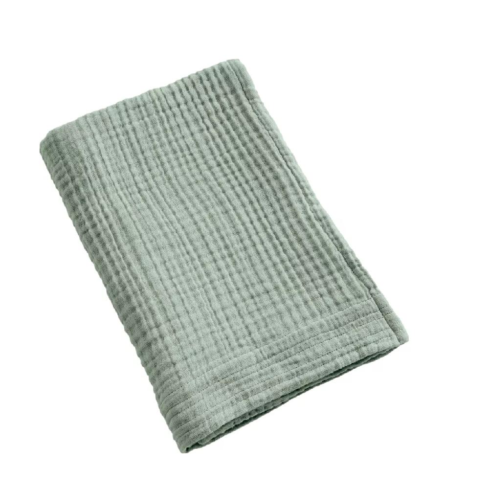 eminza Serviette de bain gaze de coton (70 x 130 cm) Gaïa Vert eucalyptus