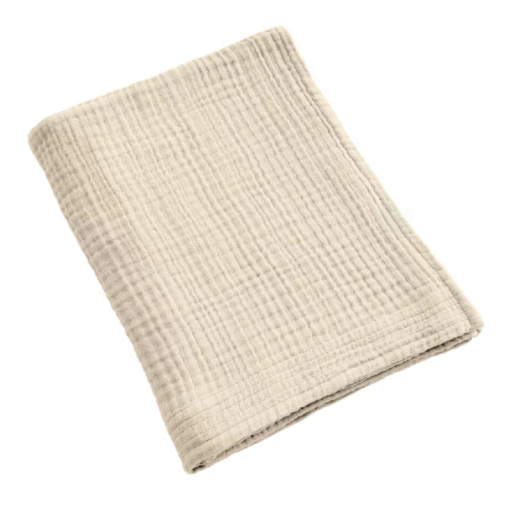 eminza Serviette de bain gaze de coton (90 x 150 cm) Gaïa Beige pampa