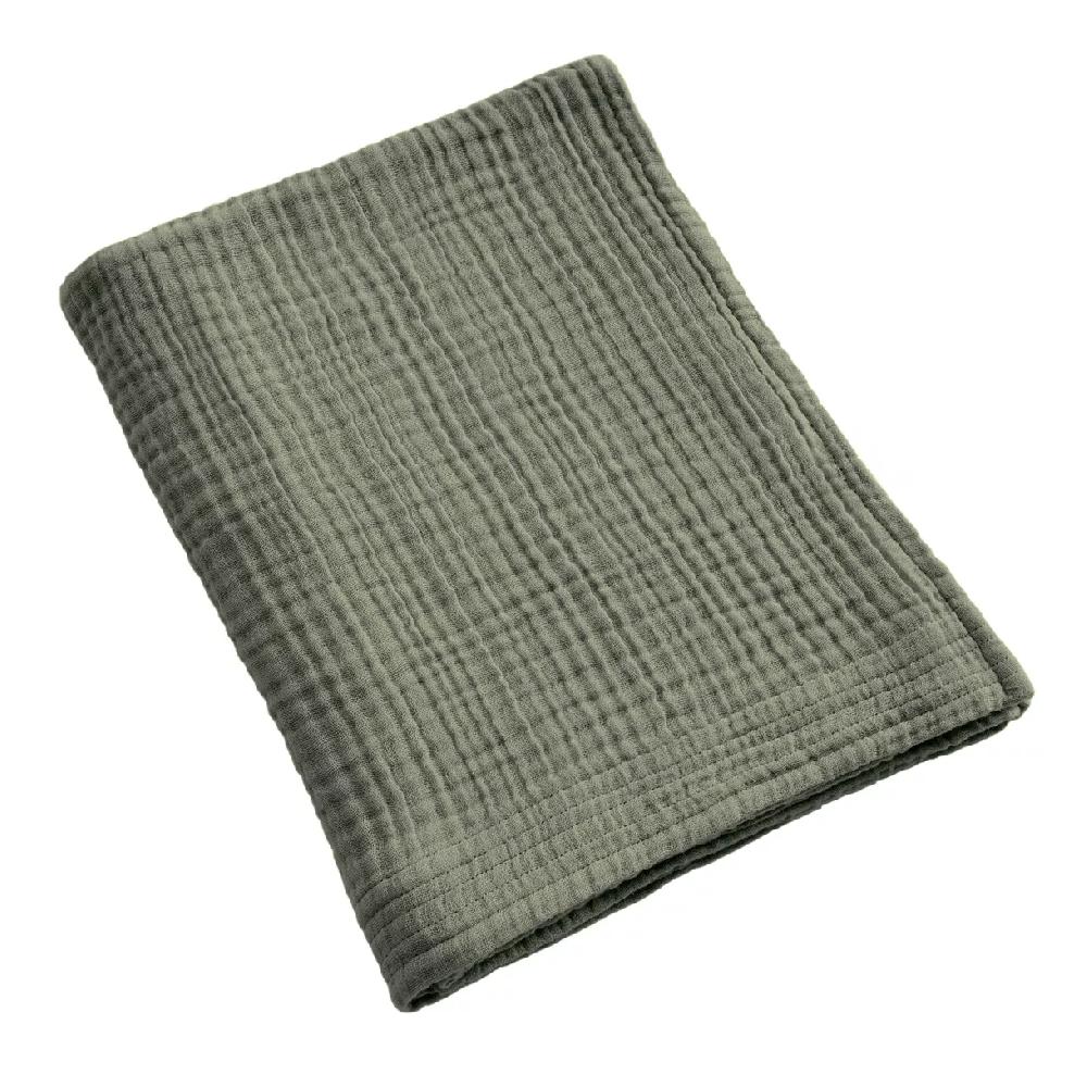 eminza Serviette de bain gaze de coton (90 x 150 cm) Gaïa Vert romarin