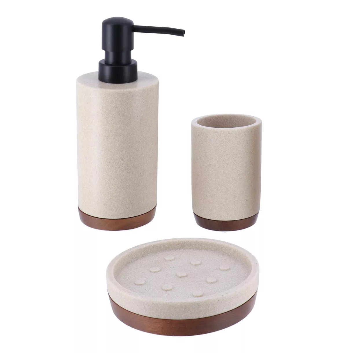 eminza Set d'accessoires salle de bain bois Acacia Naturel