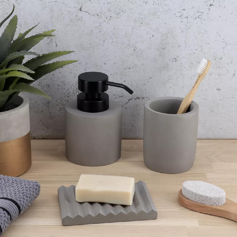 eminza Set d'accessoires salle de bain ciment Faro Gris