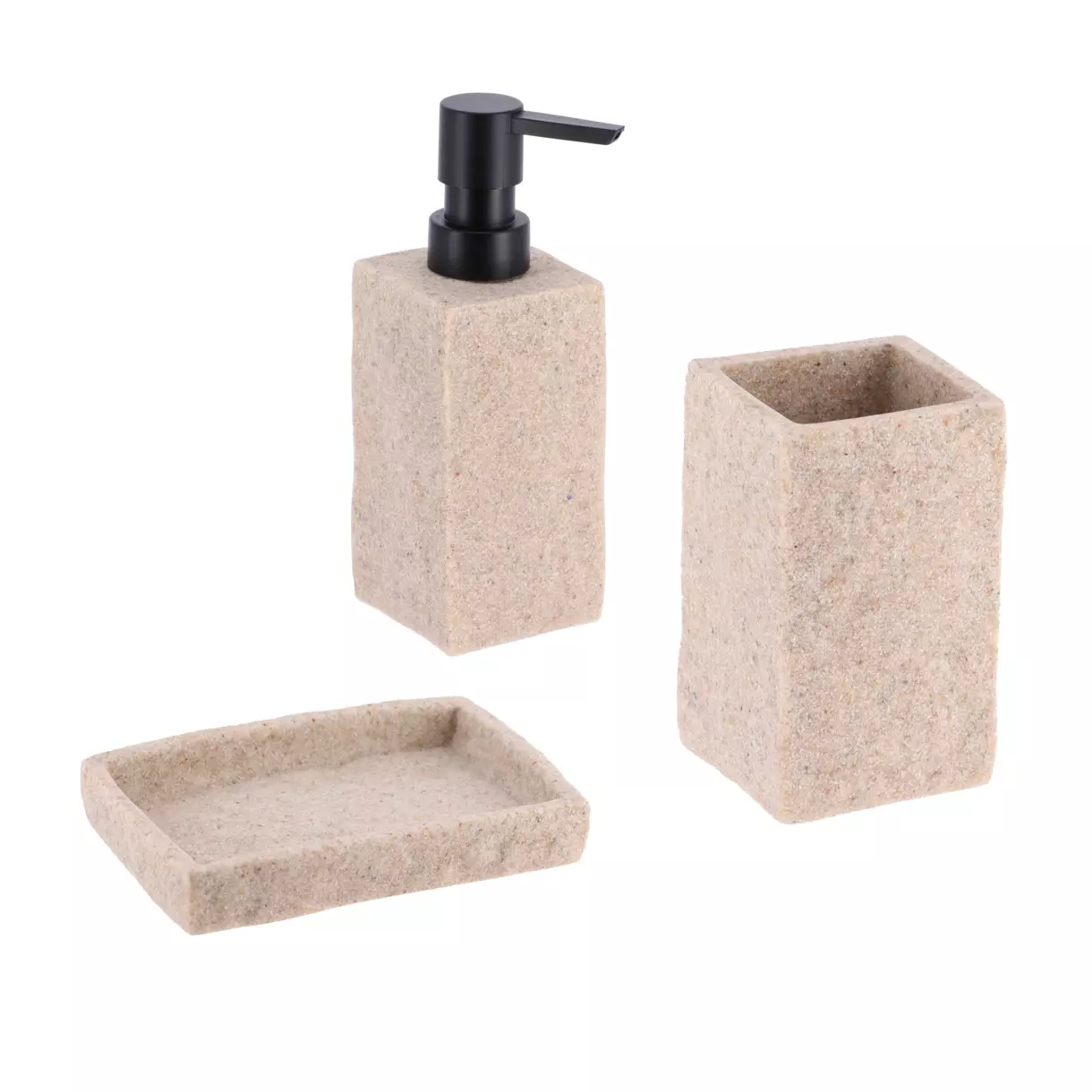 eminza Set d'accessoires salle de bain Effet Pierre Naturel