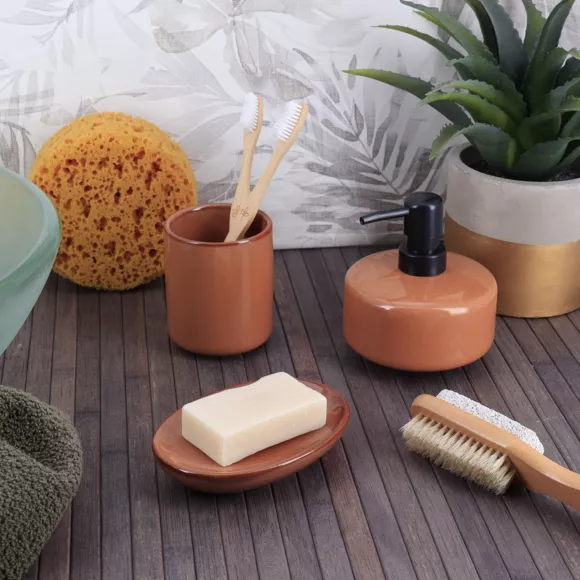 Eminza Set D'accessoires Salle De Bain Grès Laqué Season Color Ambre