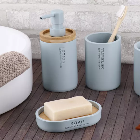 Eminza Set D'accessoires Salle De Bain Purebamboo Bleu Clair