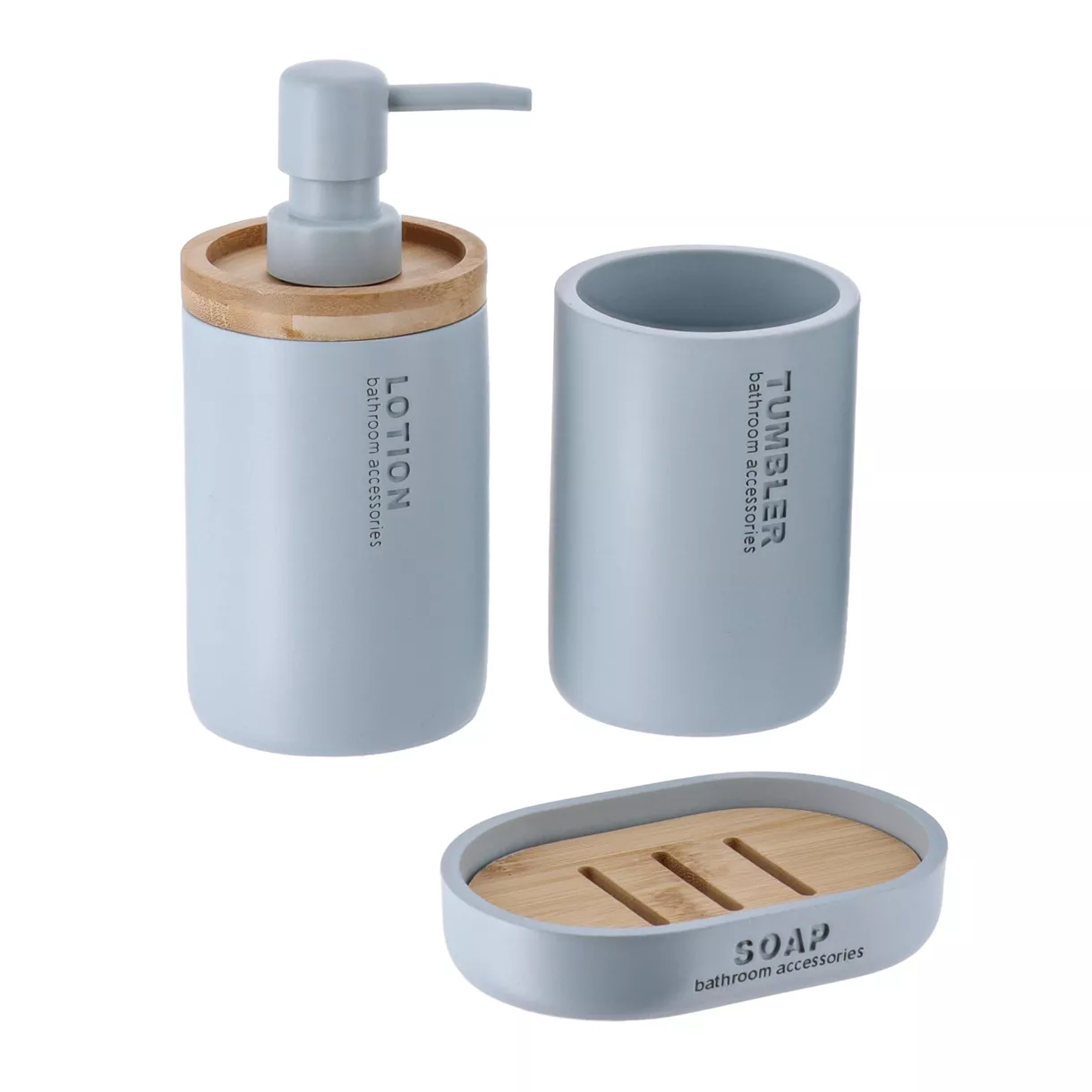 eminza Set d'accessoires salle de bain Purebamboo Bleu clair