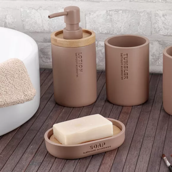 Eminza Set D'accessoires Salle De Bain Purebamboo Cappuccino