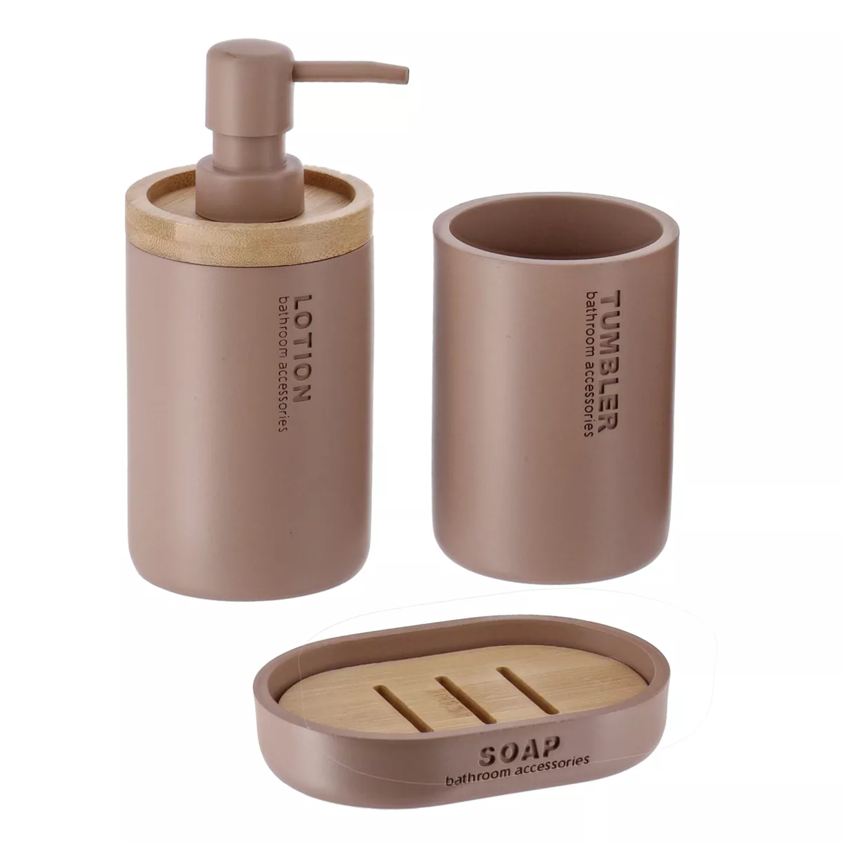 eminza Set d'accessoires salle de bain Purebamboo Cappuccino