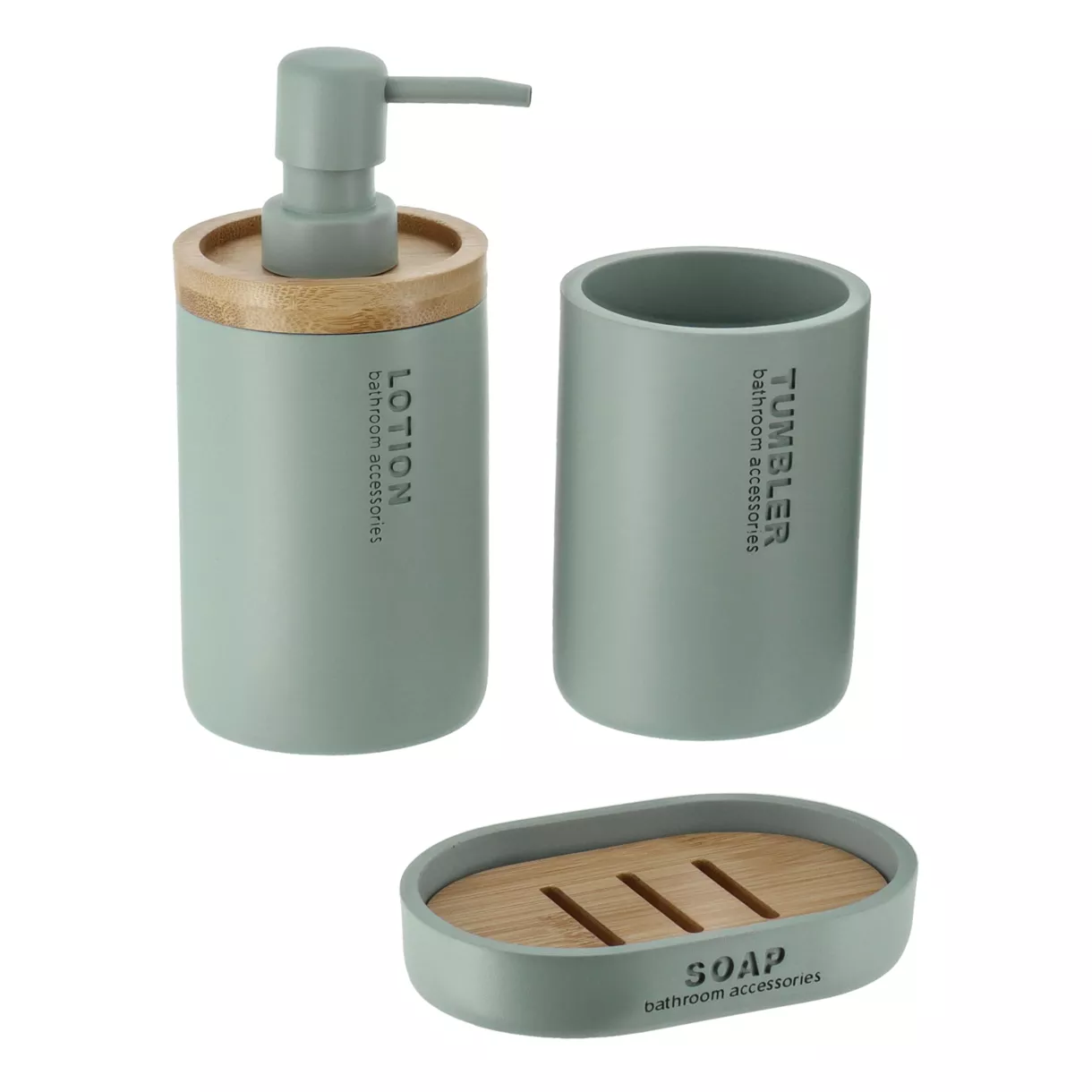 Eminza Set D'accessoires Salle De Bain Purebamboo Vert Eucalyptus