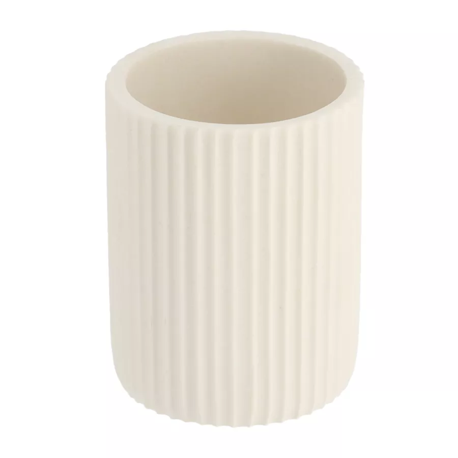 Eminza Set D'accessoires Salle De Bain Résine Strié Blanc