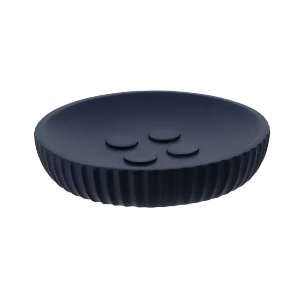 Eminza Set D'accessoires Salle De Bain Résine Strié Bleu Marine