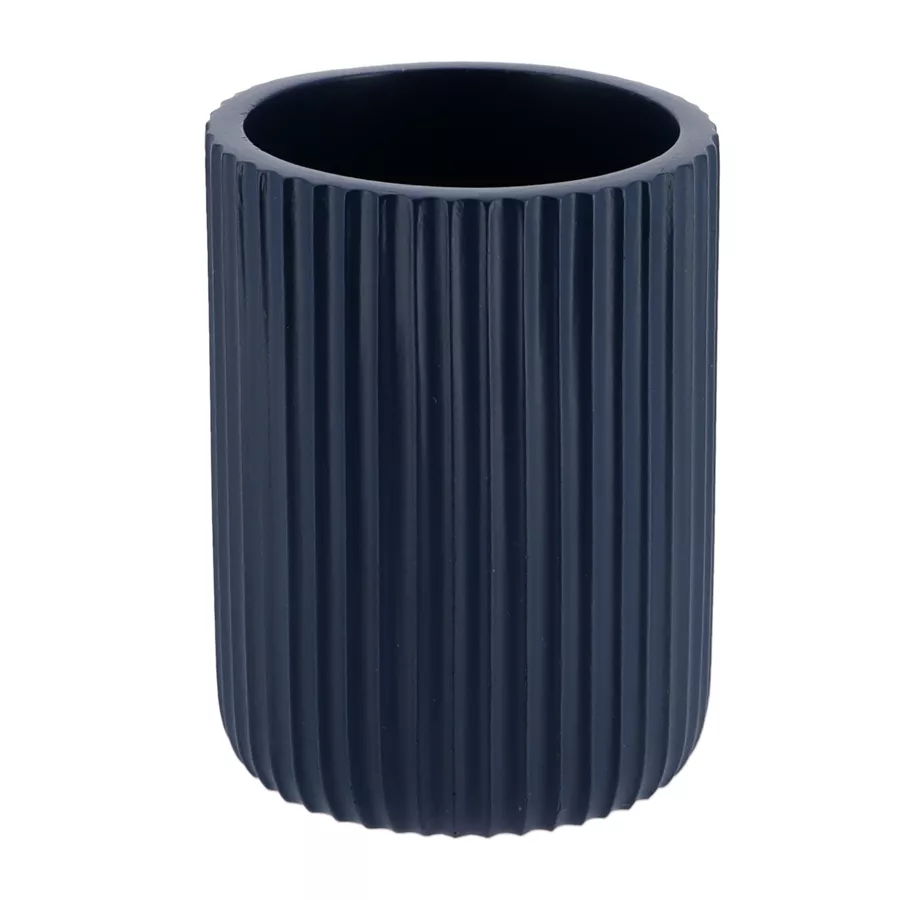 Eminza Set D'accessoires Salle De Bain Résine Strié Bleu Marine