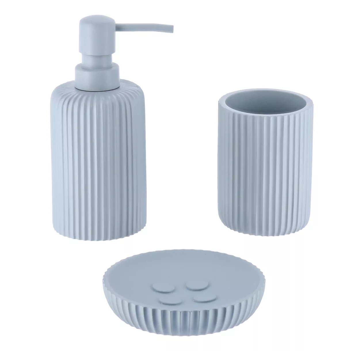 eminza Set d'accessoires salle de bain résine Strié Bleu clair