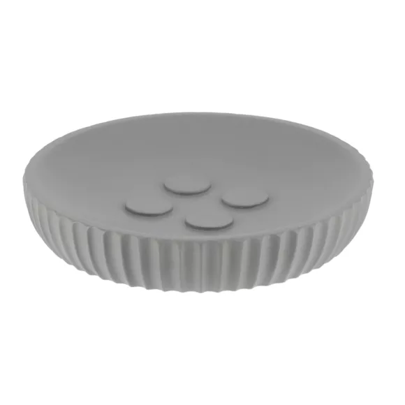 Eminza Set D'accessoires Salle De Bain Résine Strié Gris
