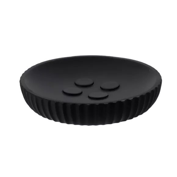 Eminza Set D'accessoires Salle De Bain Résine Strié Noir