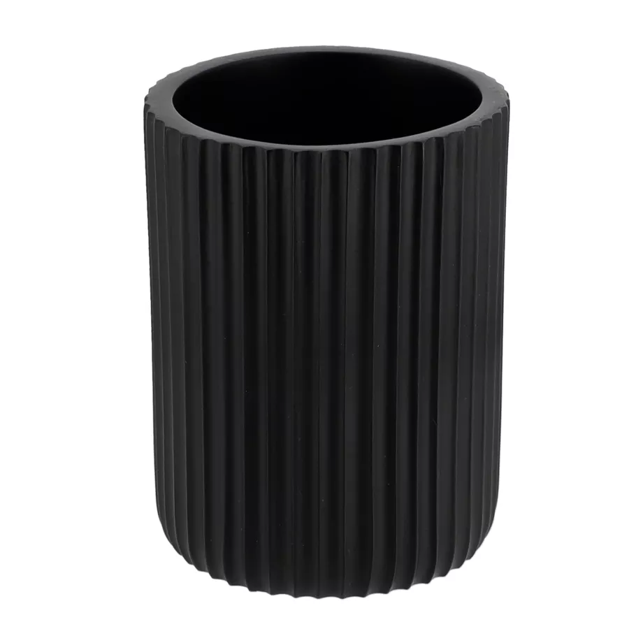 Eminza Set D'accessoires Salle De Bain Résine Strié Noir