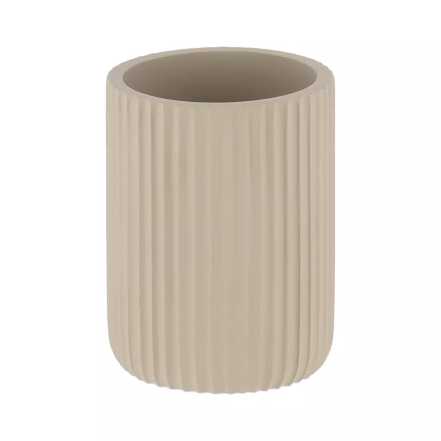 Eminza Set D'accessoires Salle De Bain Résine Strié Taupe