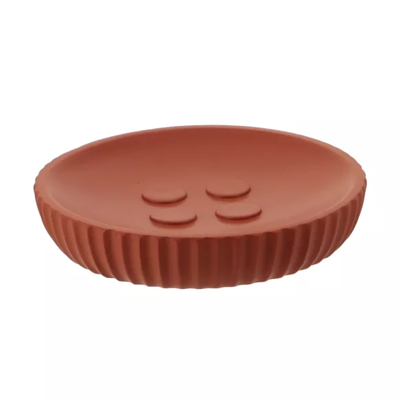 Eminza Set D'accessoires Salle De Bain Résine Strié Terracotta