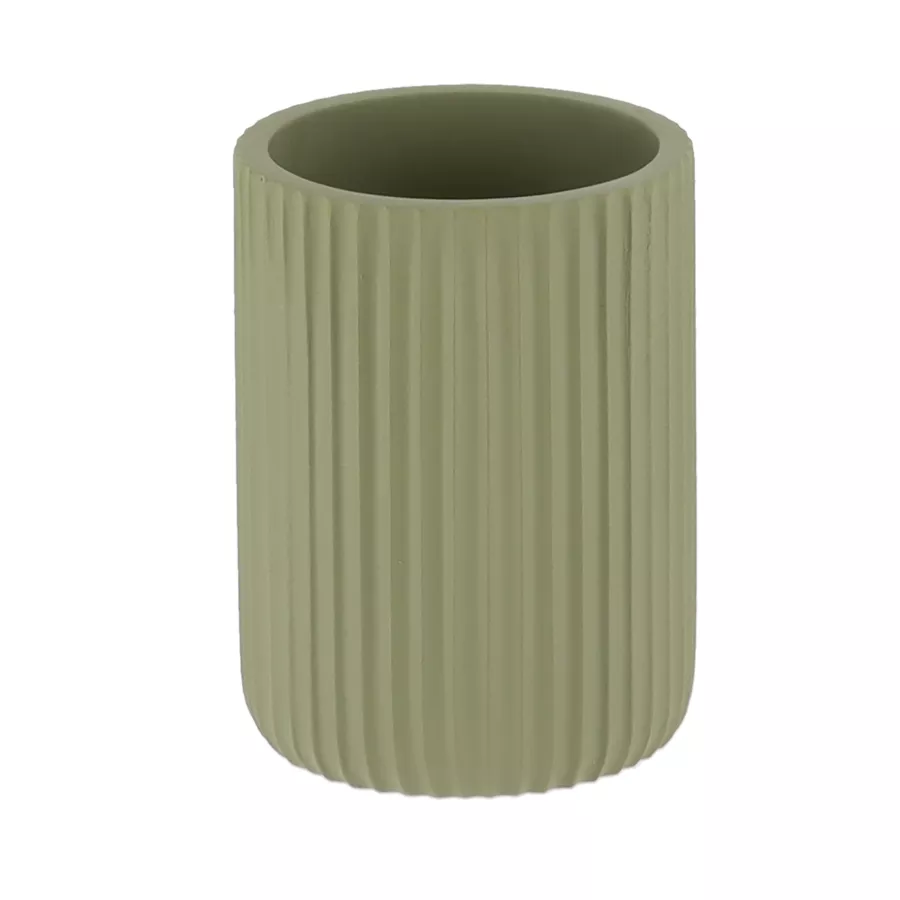 Eminza Set D'accessoires Salle De Bain Résine Strié Vert Kaki