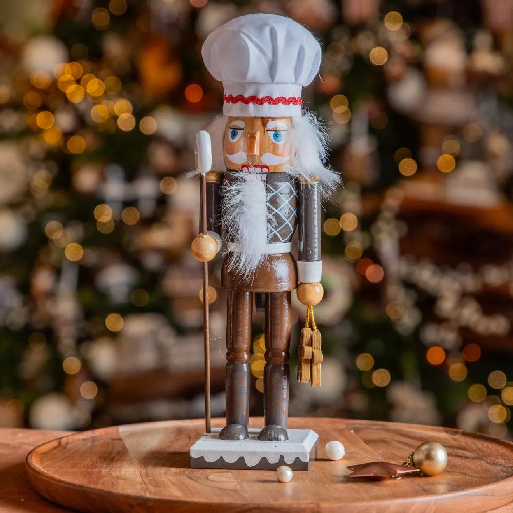 eminza Soldat Casse-noisette en bois (H25 cm) Cuisinier Chocolat