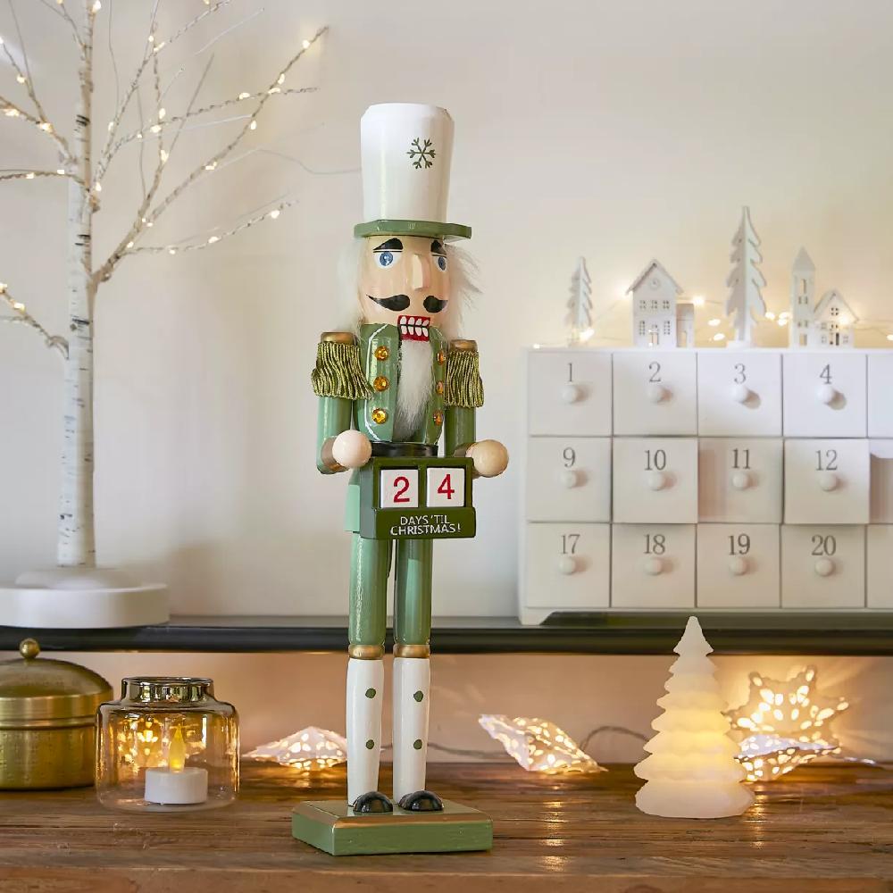 eminza Soldat Casse-noisette en bois (H38 cm) Henri et Calendrier Vert