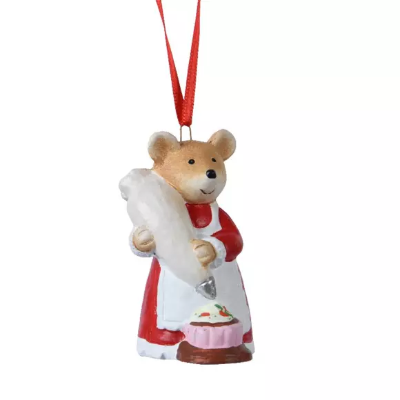 Eminza Souris De Noël à Suspendre (H8 Cm) Malissa Rouge Et Blanc