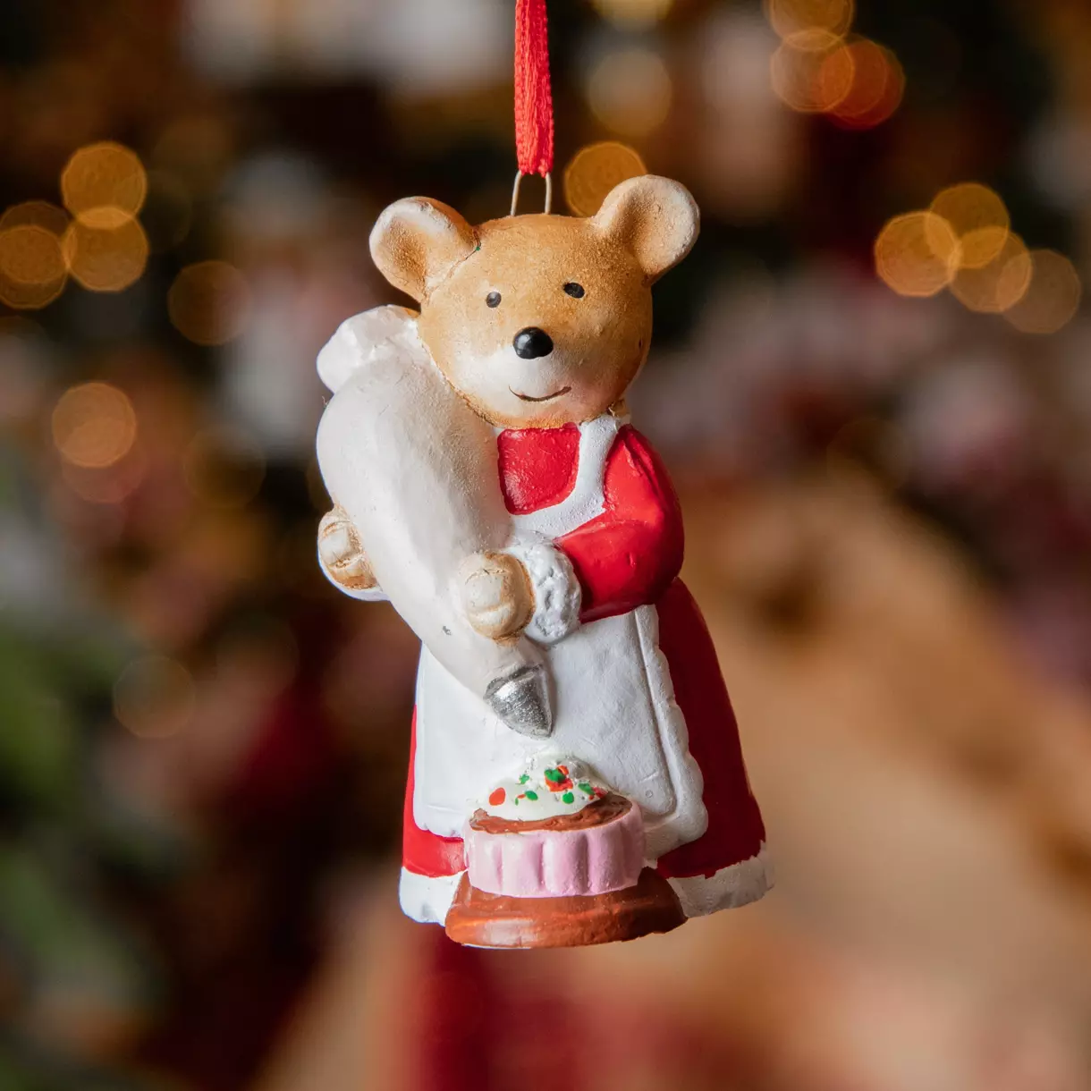 eminza Souris de Noël à suspendre (H8 cm) Malissa Rouge et blanc