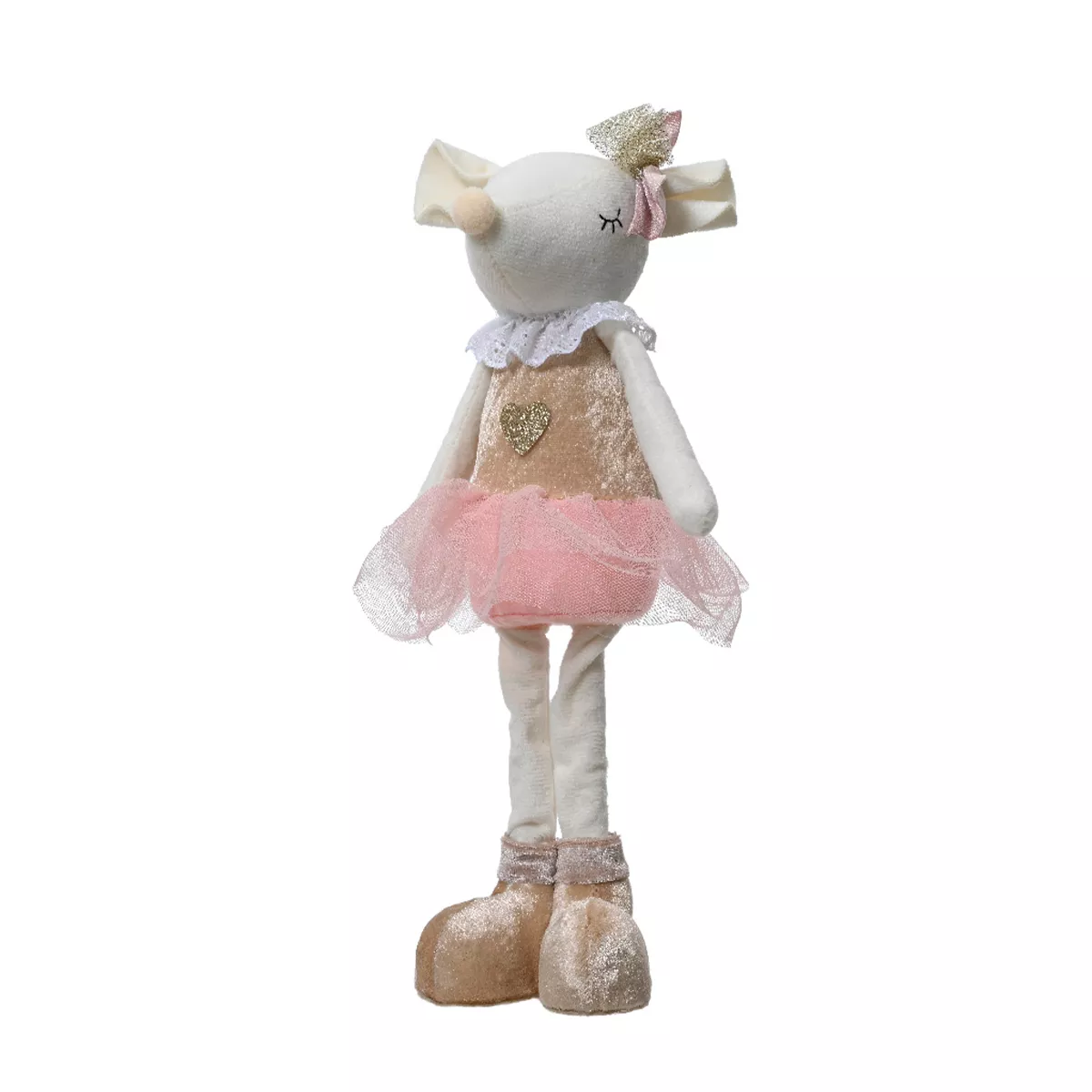 eminza Souris de Noël debout (H37 cm) Salomé Danseuse ballerine Pêche