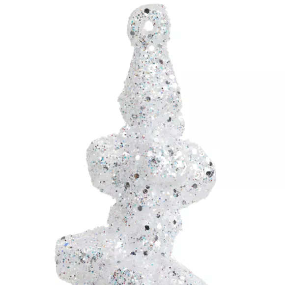 Eminza Stalactite à Suspendre (H25 Cm) Glace Blanc Pailleté
