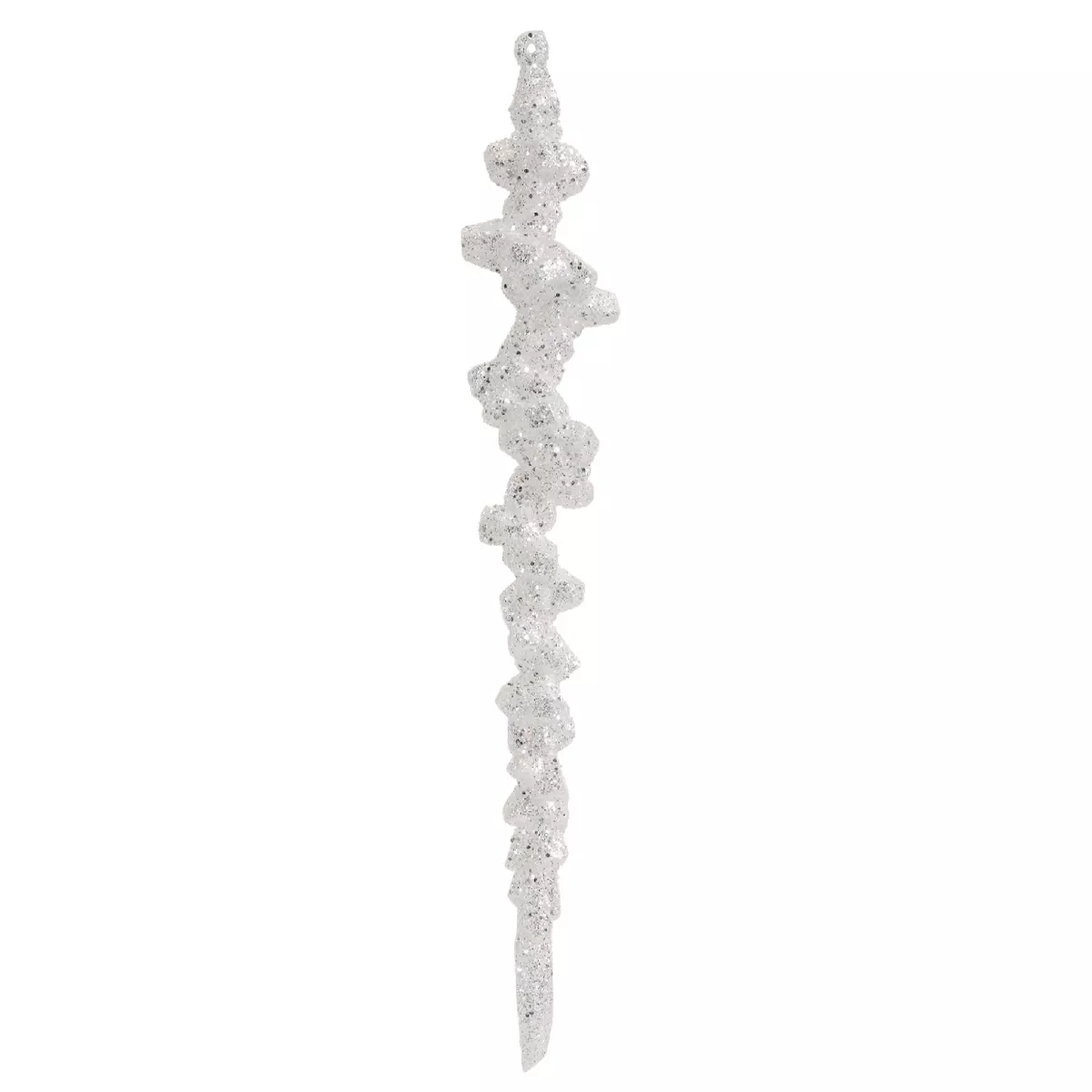 eminza Stalactite à suspendre (H25 cm) Glace Blanc pailleté