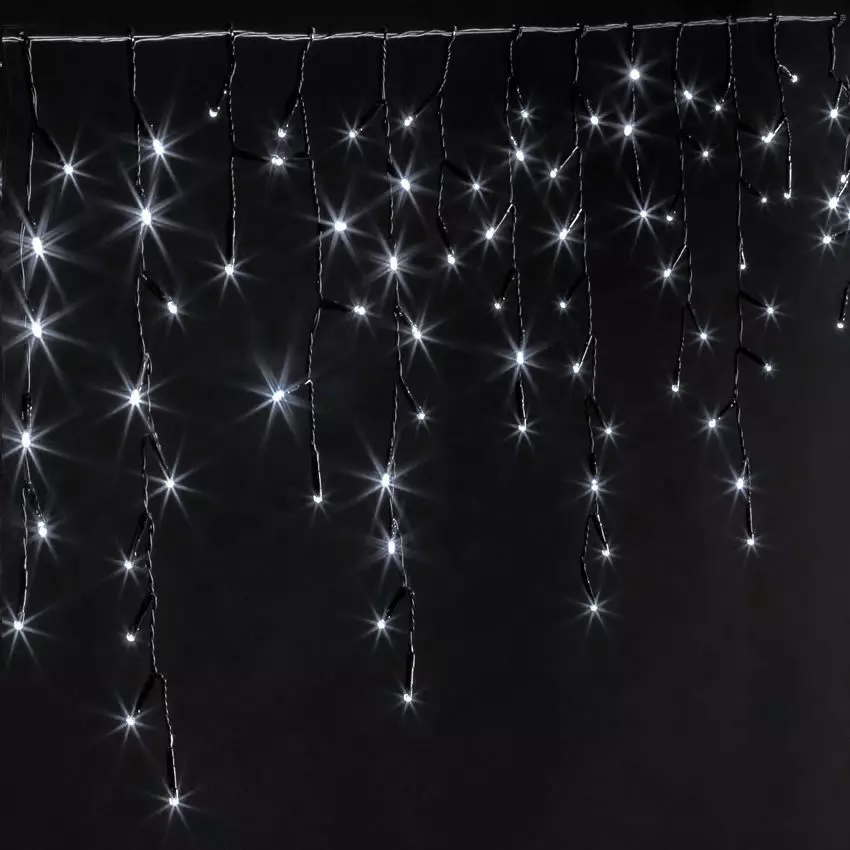 Eminza Stalactite Lumineuse 11 M 259 LED Câble Noir Stars Blanc Froid