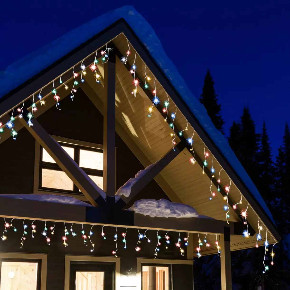 eminza Stalactite lumineuse 20 m 490 LED câble transparent Stars Multicolore