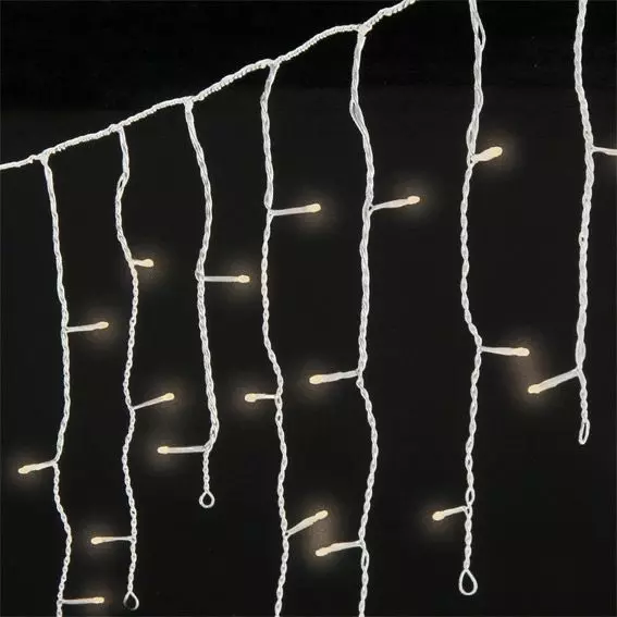 Eminza Stalactite Lumineuse 5 M 119 LED Câble Blanc Stars Blanc Chaud