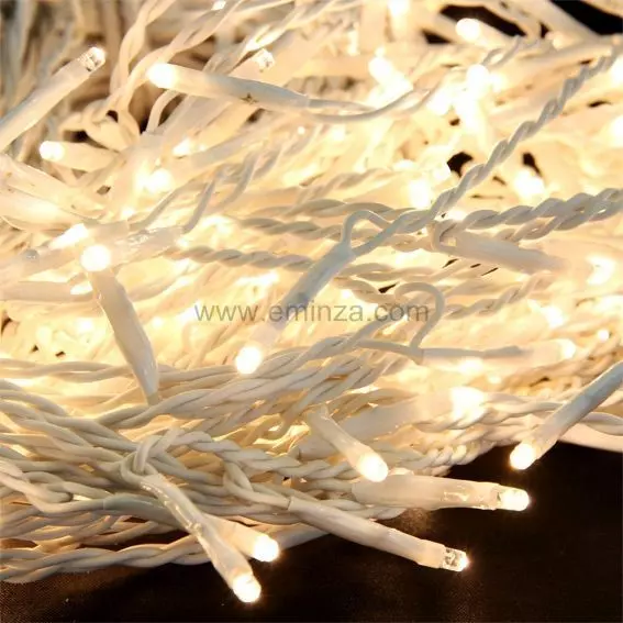 Eminza Stalactite Lumineuse 5 M 119 LED Câble Blanc Stars Blanc Chaud
