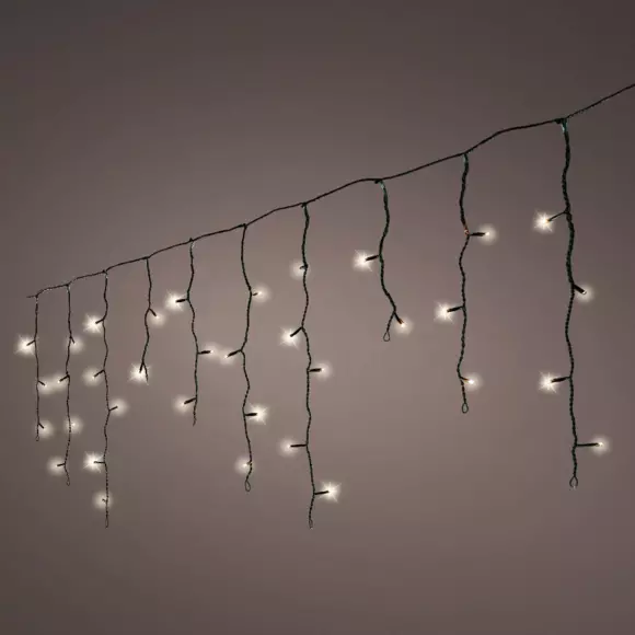 Eminza Stalactite Lumineuse 5 M 119 LED Câble Noir Stars Blanc Chaud