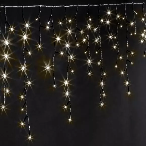 Eminza Stalactite Lumineuse 5 M 119 LED Câble Noir Stars Blanc Chaud