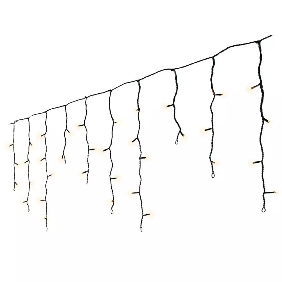 Eminza Stalactite Lumineuse 5 M 119 LED Câble Noir Stars Blanc Chaud