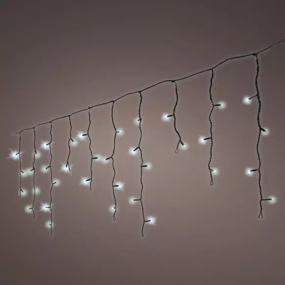 Eminza Stalactite Lumineuse 5 M 119 LED Câble Noir Stars Blanc Froid