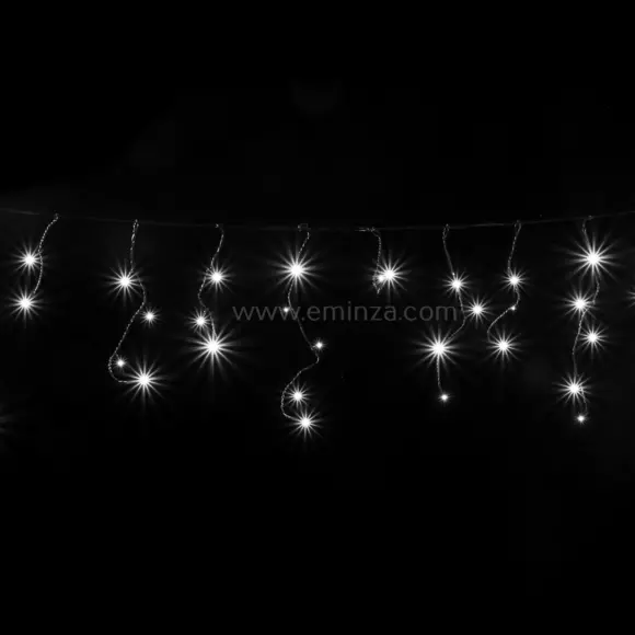 Eminza Stalactite Lumineuse 5 M 119 LED Câble Noir Stars Blanc Froid