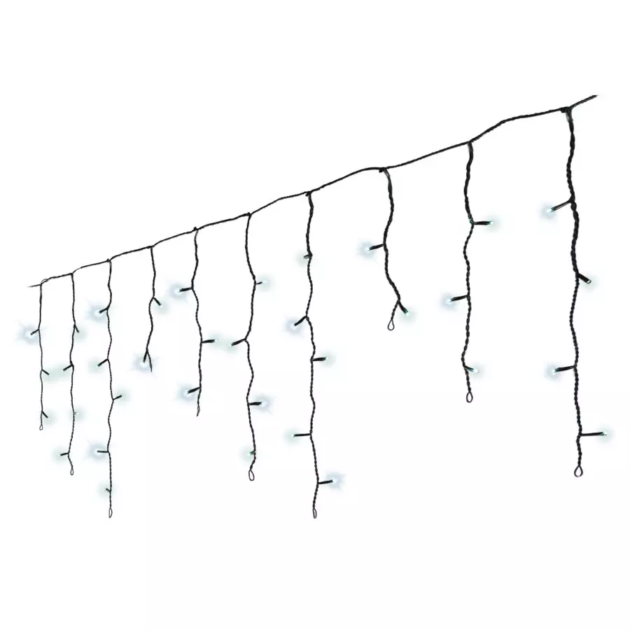 Eminza Stalactite Lumineuse 5 M 119 LED Câble Noir Stars Blanc Froid