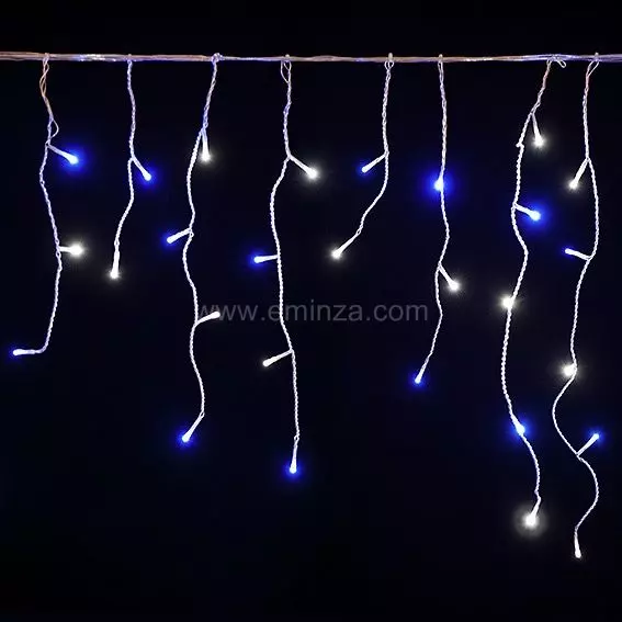 Eminza Stalactite Lumineuse 7 50 M 175 LED Câble Blanc Stars Bicolore Bleu Et Blanc Froid