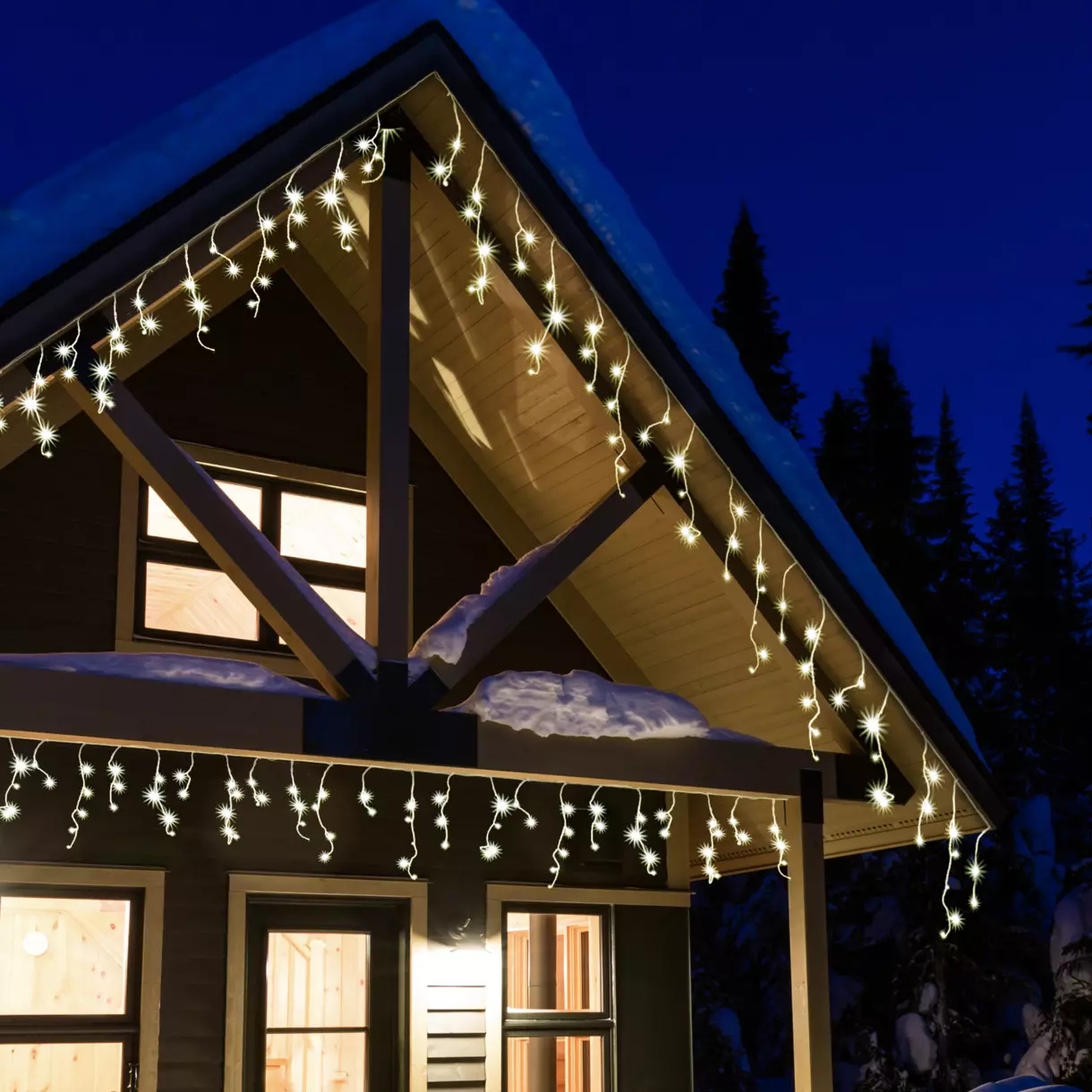eminza Stalactite lumineuse 7 50 m 175 LED câble blanc Stars Blanc chaud