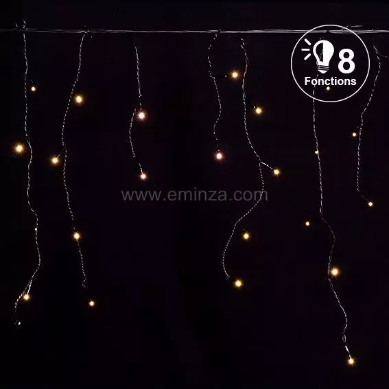 Eminza Stalactite Lumineuse 7 50 M 175 LED Câble Noir Blanc Chaud