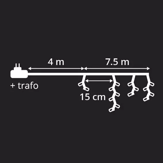 Eminza Stalactite Lumineuse 7 50 M 175 LED Câble Noir Blanc Froid