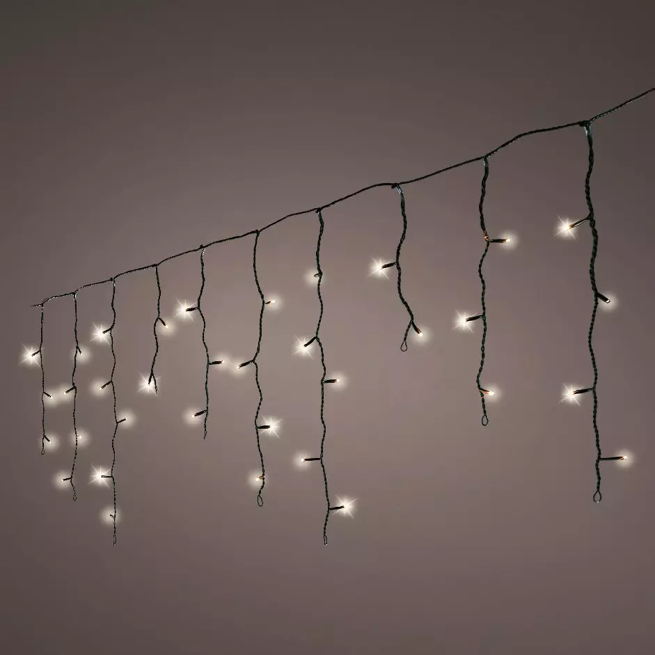 eminza Stalactite lumineuse 7 50 m 175 LED câble noir Blanc chaud